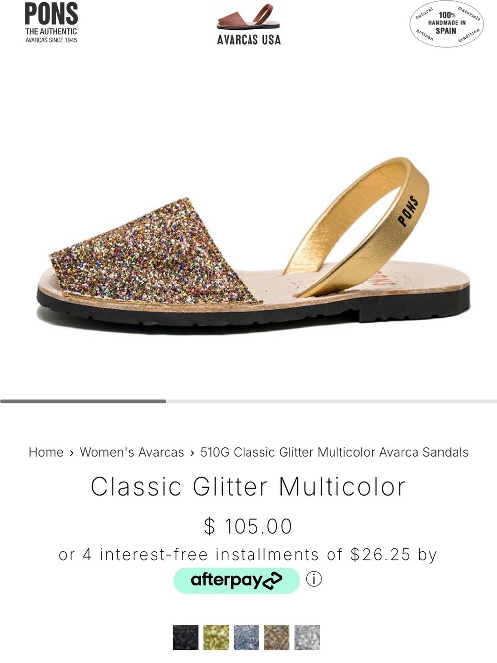 PONS Classic Glitter Multicolor Avarca Sandals - Multicolor